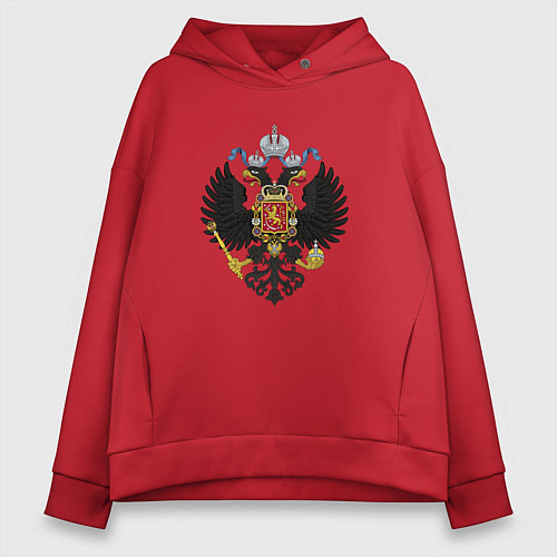 Женское худи оверсайз Черный орел Российской империи / Красный – фото 1