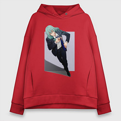 Толстовка оверсайз женская Махито из Магической Битвы 1000 летний ребенок, цвет: красный