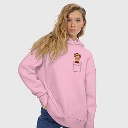 Толстовка оверсайз женская Мартышка в кармане, цвет: светло-розовый — фото 2