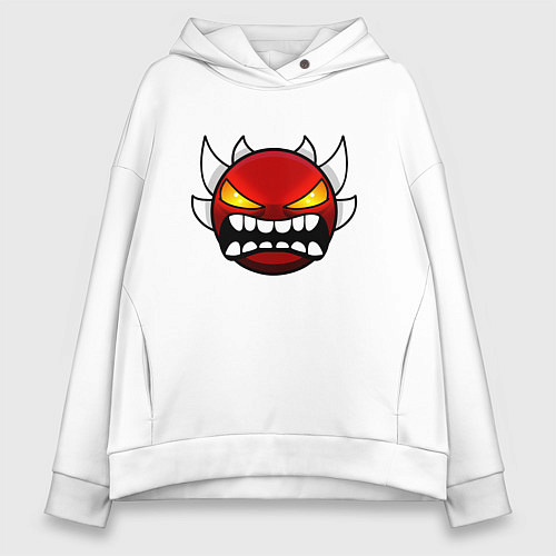 Женское худи оверсайз Geometry Dash: Anger Smile / Белый – фото 1
