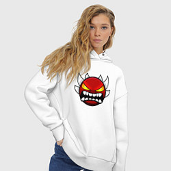 Толстовка оверсайз женская Geometry Dash: Anger Smile, цвет: белый — фото 2