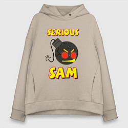 Толстовка оверсайз женская Serious Sam Bomb Logo, цвет: миндальный