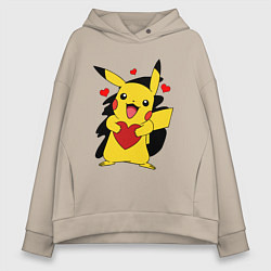 Женское худи оверсайз ПИКАЧУ И СЕРДЕЧКО POKENON PIKACHU LOVE