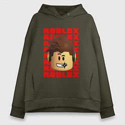 Толстовка оверсайз женская ROBLOX RED LOGO LEGO FACE, цвет: хаки