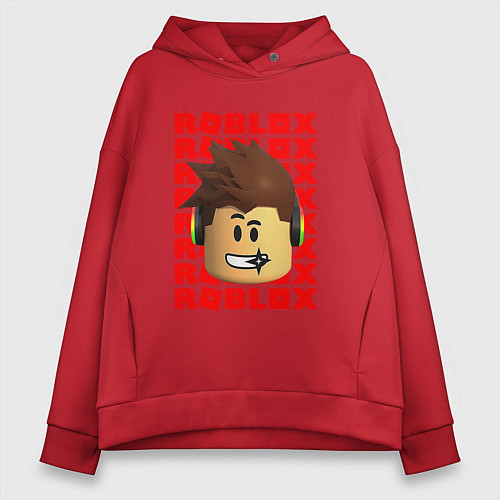 Женское худи оверсайз ROBLOX RED LOGO LEGO FACE / Красный – фото 1