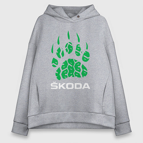 Женское худи оверсайз SKODA ШКОДА ХИЩНИК / Меланж – фото 1