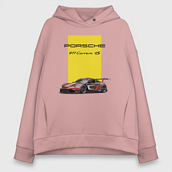 Толстовка оверсайз женская Porsche Carrera 4S Motorsport, цвет: пыльно-розовый