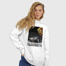 Толстовка оверсайз женская Porsche - да ни за что, блин!, цвет: белый — фото 2