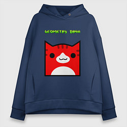 Толстовка оверсайз женская Geometry Dash: Cat Skin, цвет: тёмно-синий