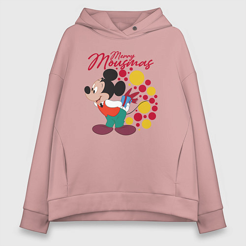 Женское худи оверсайз Mickey Merry Mousmas / Пыльно-розовый – фото 1