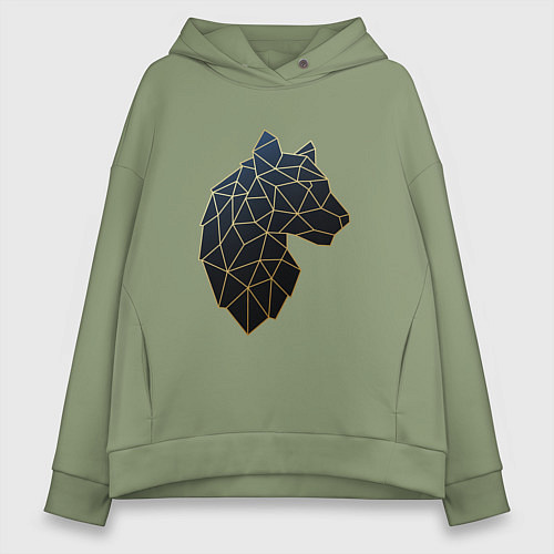 Женское худи оверсайз Тигр low poly силуэт / Авокадо – фото 1