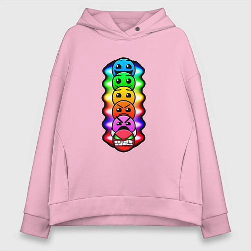 Женское худи оверсайз Geometry Dash: Smiles / Светло-розовый – фото 1