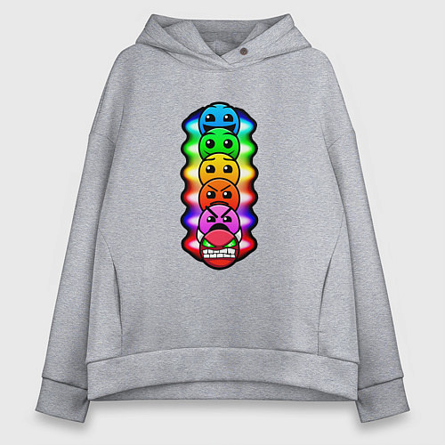 Женское худи оверсайз Geometry Dash: Smiles / Меланж – фото 1