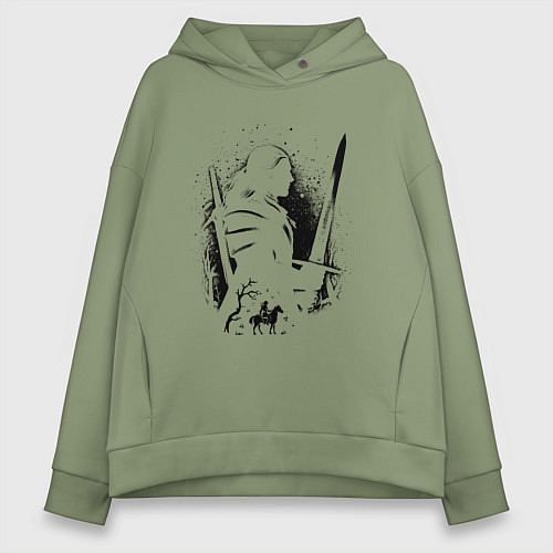 Женское худи оверсайз ВЕДЬАК КОГТИ ЛОГО ОХОТНИК / Авокадо – фото 1