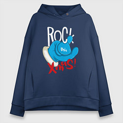 Женское худи оверсайз Blue mittens Rock this xmas