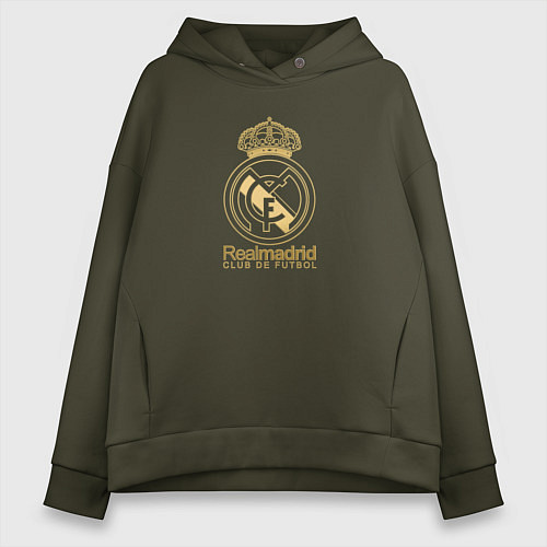 Женское худи оверсайз Real Madrid gold logo / Хаки – фото 1