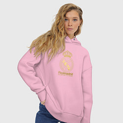 Толстовка оверсайз женская Real Madrid gold logo, цвет: светло-розовый — фото 2