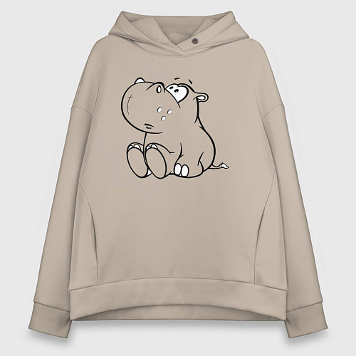 Женское худи оверсайз Бегемотик детский cotton theme / Миндальный – фото 1
