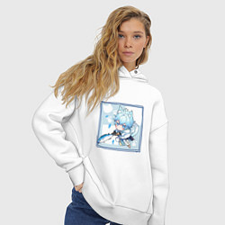 Толстовка оверсайз женская Котик Чун Юй в деле, цвет: белый — фото 2