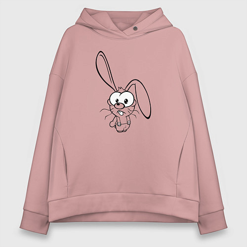 Женское худи оверсайз Заяц пучеглазый / Пыльно-розовый – фото 1