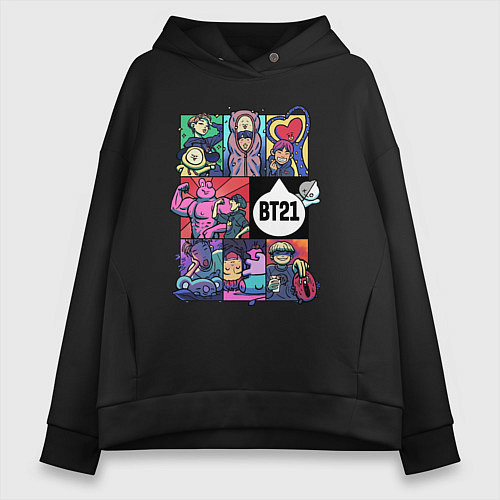 Женское худи оверсайз BT21 POP-ART / Черный – фото 1