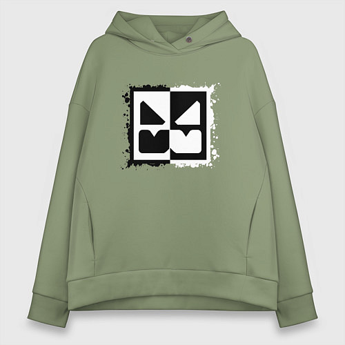 Женское худи оверсайз GEOMETRY DASH BLACK WHITE / Авокадо – фото 1