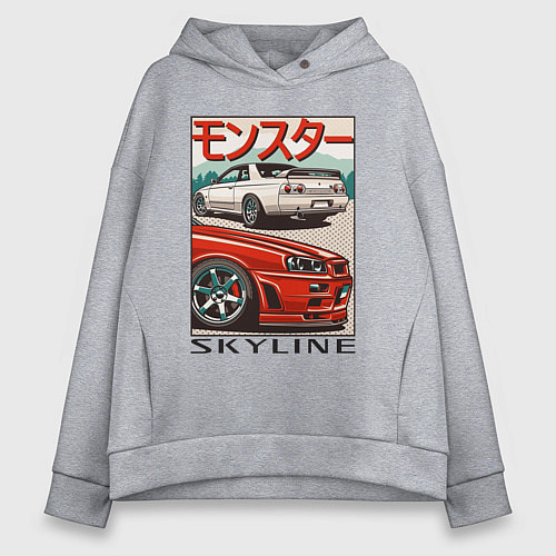 Женское худи оверсайз Nissan Skyline Ниссан Скайлайн / Меланж – фото 1