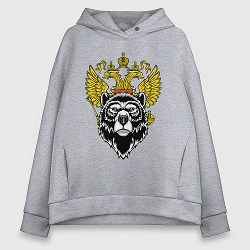 Женское худи оверсайз Русский мужественный медведь / Меланж – фото 1