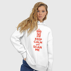 Толстовка оверсайз женская Keep calm and scan me - fuck off, цвет: белый — фото 2