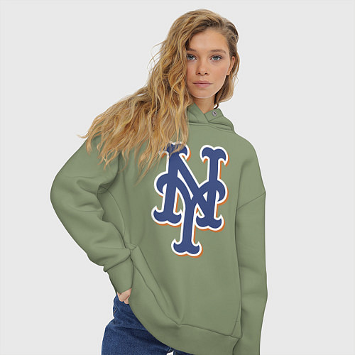 Женское худи оверсайз New York Mets - baseball team / Авокадо – фото 3