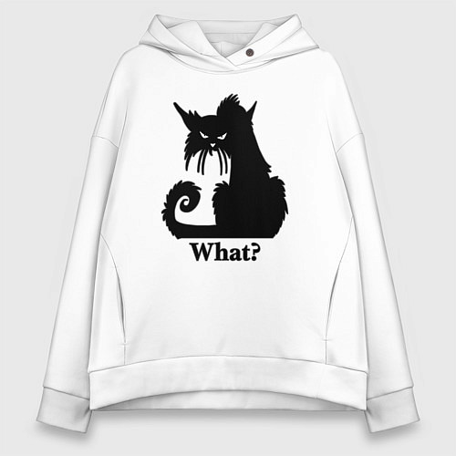 Женское худи оверсайз What? - Что? / Белый – фото 1
