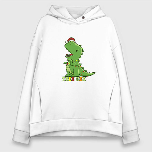 Женское худи оверсайз Tree Rex Christmas / Белый – фото 1