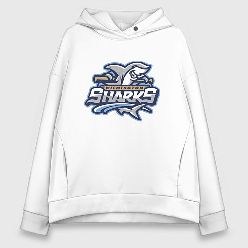 Женское худи оверсайз Wilmington sharks -baseball team / Белый – фото 1