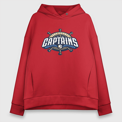 Женское худи оверсайз Lake County Captains - baseball team / Красный – фото 1