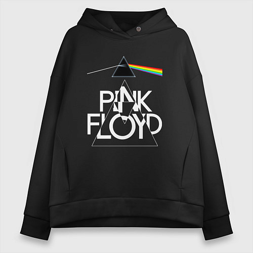 Женское худи оверсайз PINK FLOYD LOGO ПИНК ФЛОЙД / Черный – фото 1