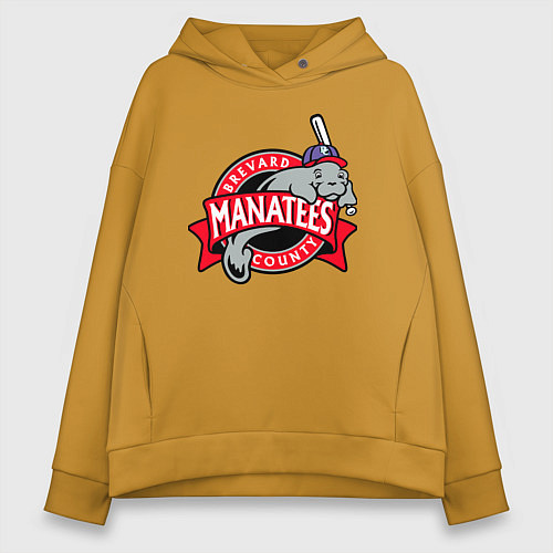 Женское худи оверсайз Brevard County Manatees - baseball team / Горчичный – фото 1