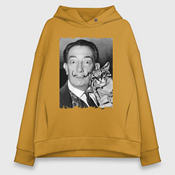 Толстовка оверсайз женская Salvador Dali & nice cat, цвет: горчичный