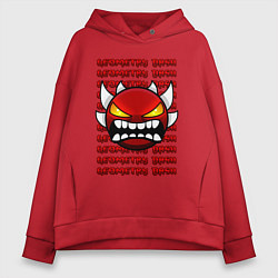 Женское худи оверсайз GEOMETRY DASH КРАСНЫЙ ОГНЕННЫЙ ДЕМОН