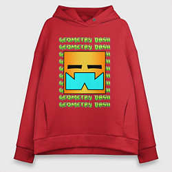Толстовка оверсайз женская GEOMETRY DASH КЛАССИКА УРОВЕНЬ, цвет: красный