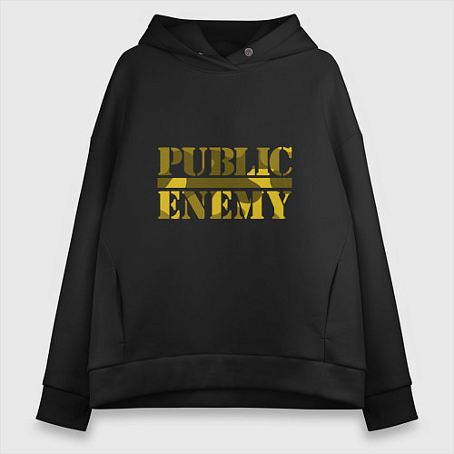 Женское худи оверсайз Public Enemy Rap / Черный – фото 1