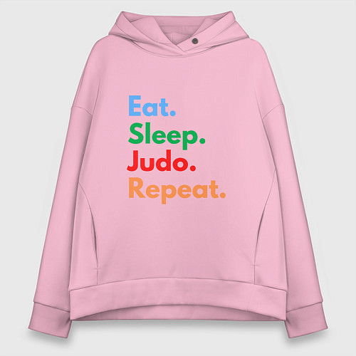 Женское худи оверсайз Eat Sleep Judo Repeat / Светло-розовый – фото 1