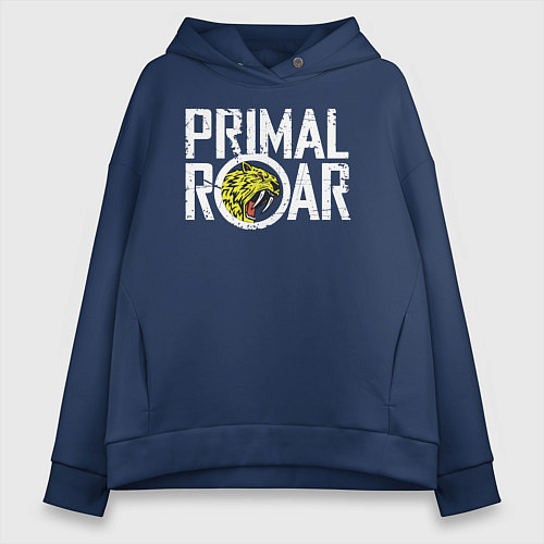 Женское худи оверсайз PRIMAL ROAR logo / Тёмно-синий – фото 1