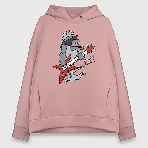 Женское худи оверсайз Punks not dead! / Пыльно-розовый – фото 1