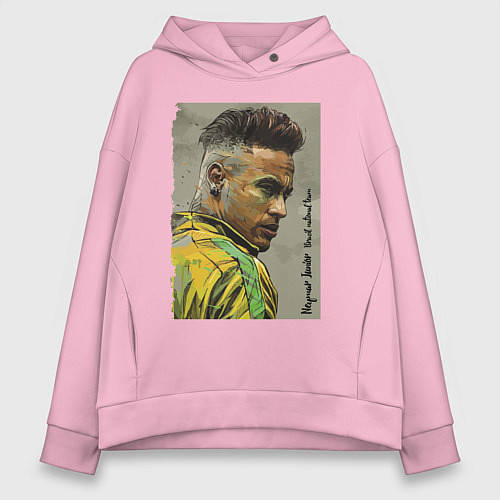 Женское худи оверсайз Neymar Junior - Brazil national team / Светло-розовый – фото 1