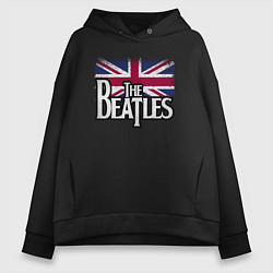 Толстовка оверсайз женская The Beatles Great Britain Битлз, цвет: черный