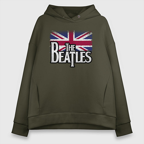 Женское худи оверсайз The Beatles Great Britain Битлз / Хаки – фото 1