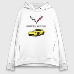 Толстовка оверсайз женская Chevrolet Corvette motorsport, цвет: белый