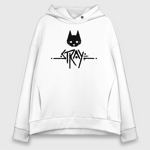 Женское худи оверсайз Stray: Black Logo / Белый – фото 1