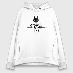 Толстовка оверсайз женская Stray: Black Logo, цвет: белый