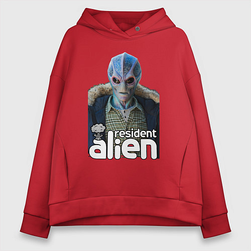 Женское худи оверсайз Resident alien / Красный – фото 1